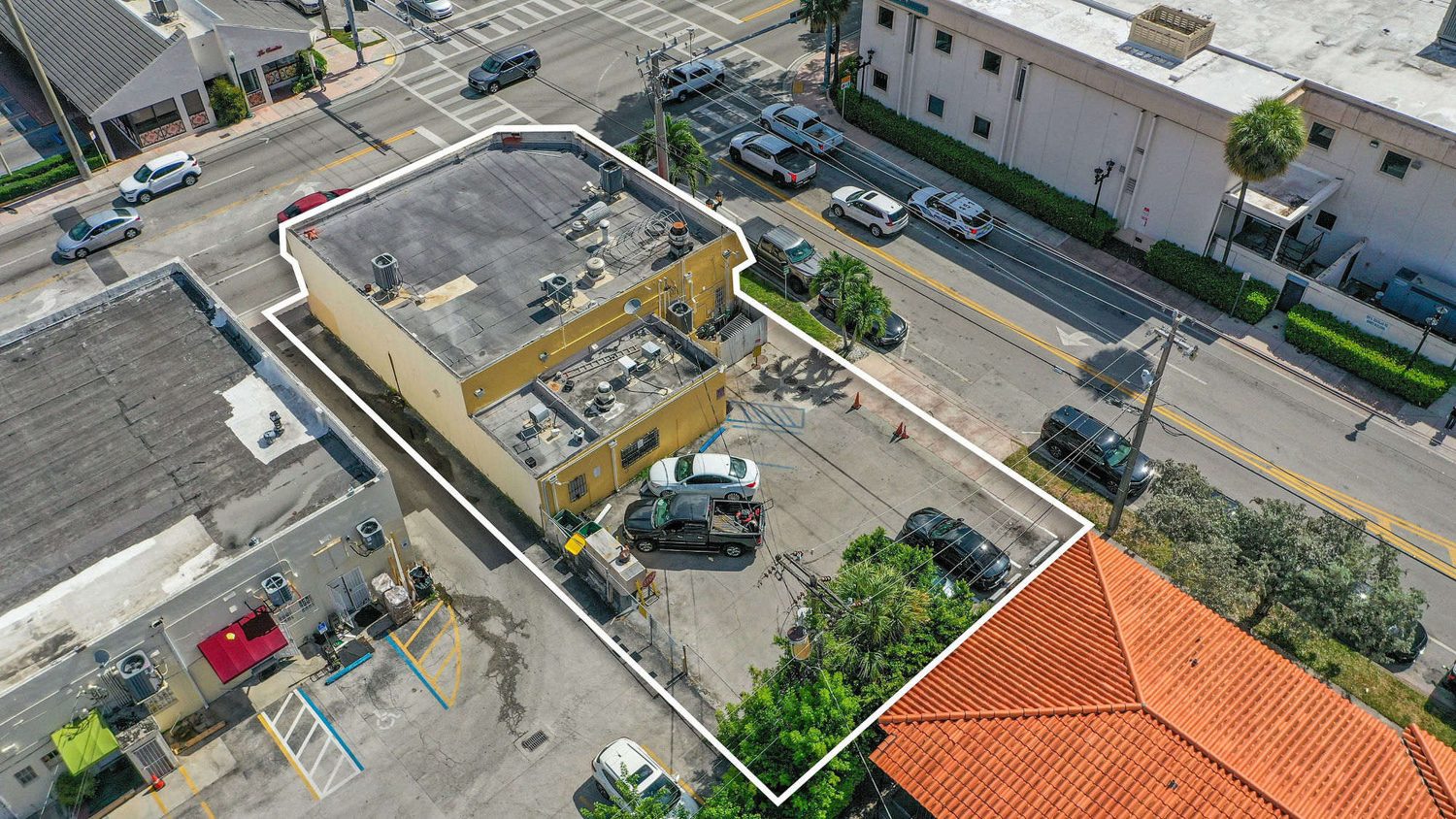 Aerial of the signalized corner