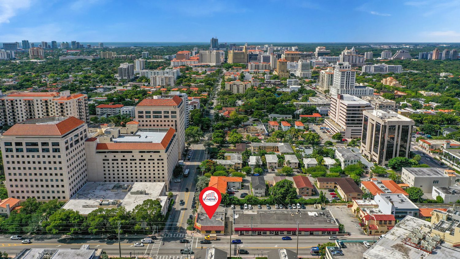 Aerial over the signalized US-41 corner